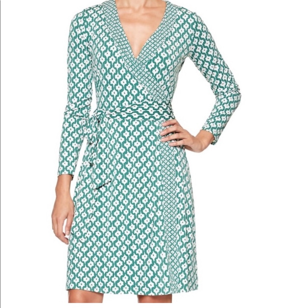 Banana Republic Green Geometric Wrap Dress